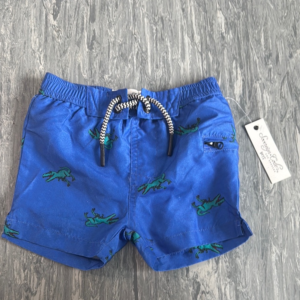 ❤️3/$30 Sovereign Code Blue Boys Swim Shorts with Dinosaur Print
